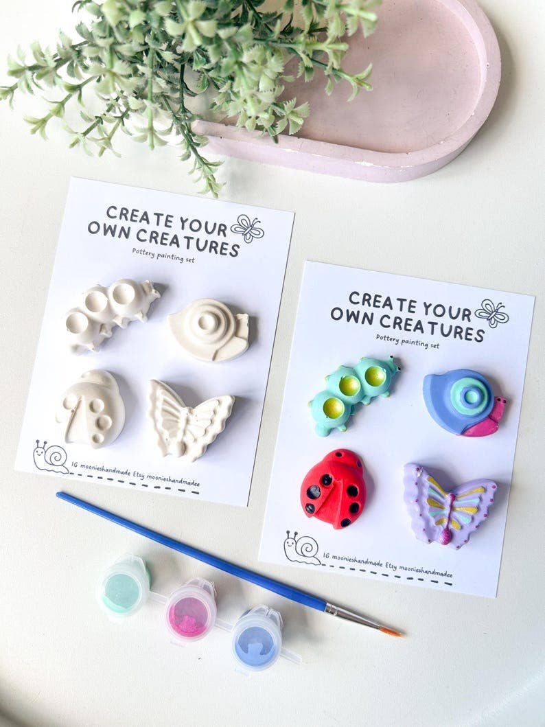Bug Insect Pottery Painting Kit, DIY Paint Your Own Animals Set, Summer Craft Kits, Creepy Crawley Garden Insects, Rainy Day Activities