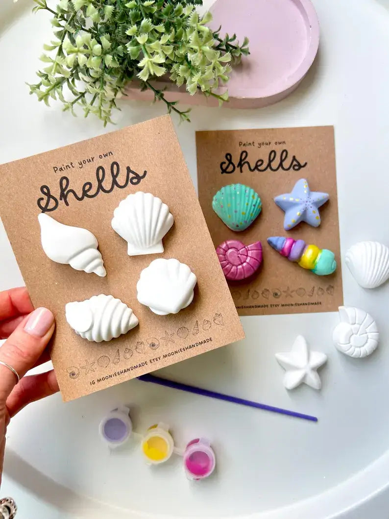 Shell Pottery Painting Kit, Craft Kits, Beach Themed Gifts