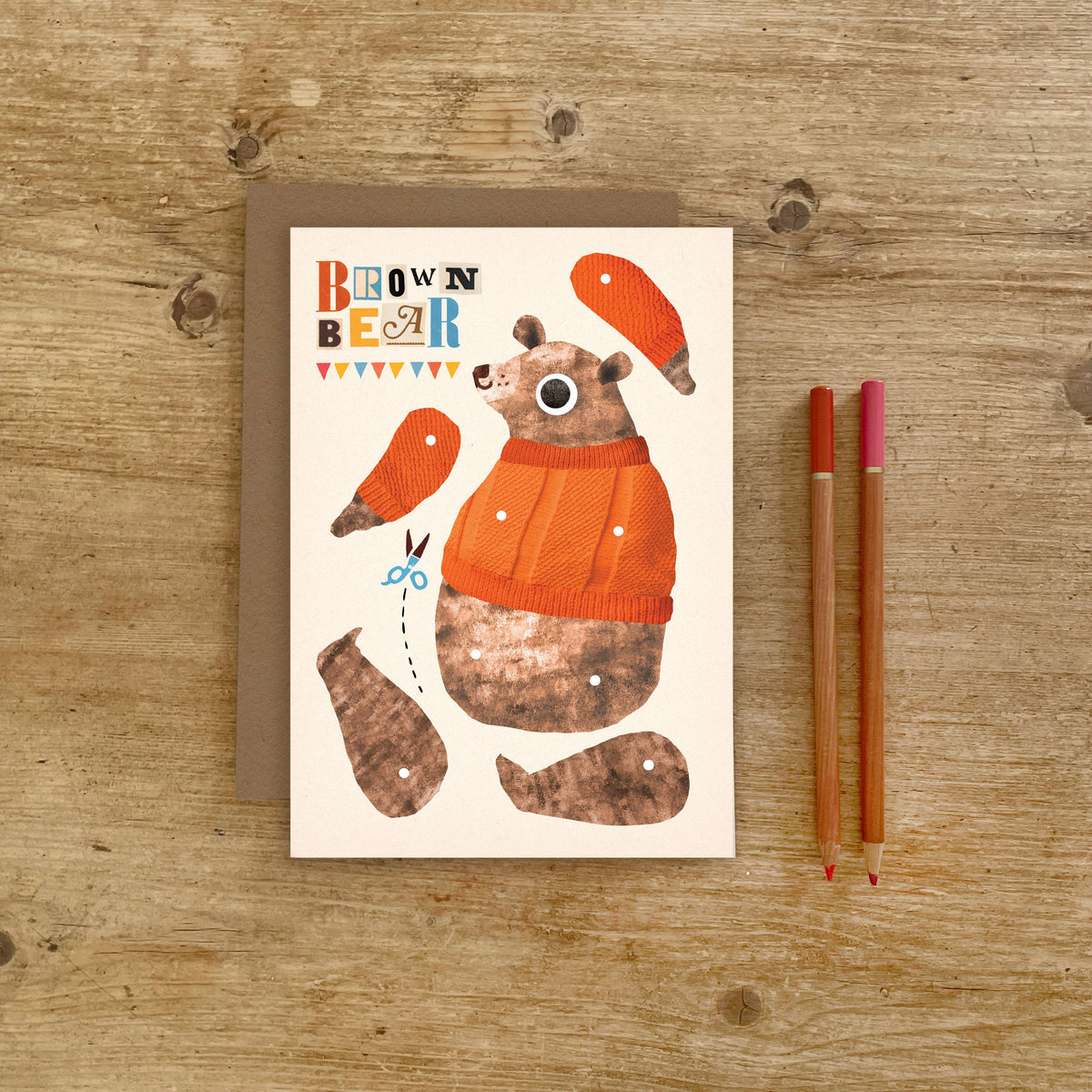 Bear Split Pin Puppet A5 Birthday Greeting Card