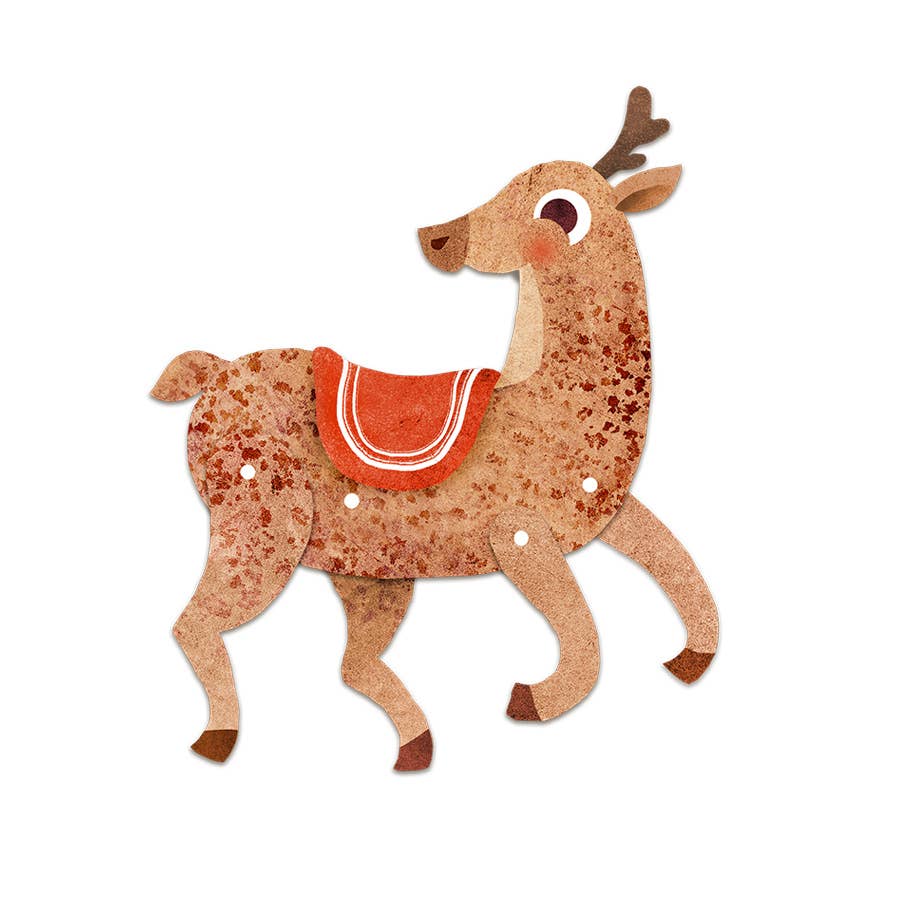 Reindeer Split Pin Puppet A5 Christmas Card | Kid's Activity