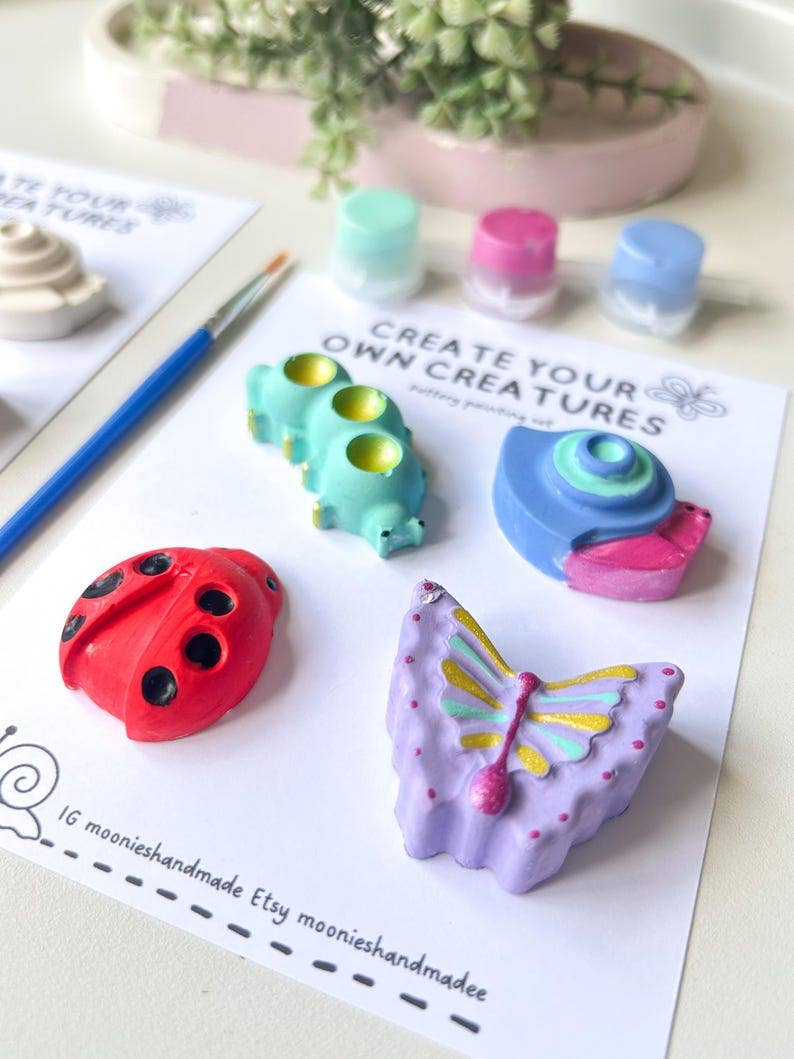 Bug Insect Pottery Painting Kit, DIY Paint Your Own Animals Set, Summer Craft Kits, Creepy Crawley Garden Insects, Rainy Day Activities