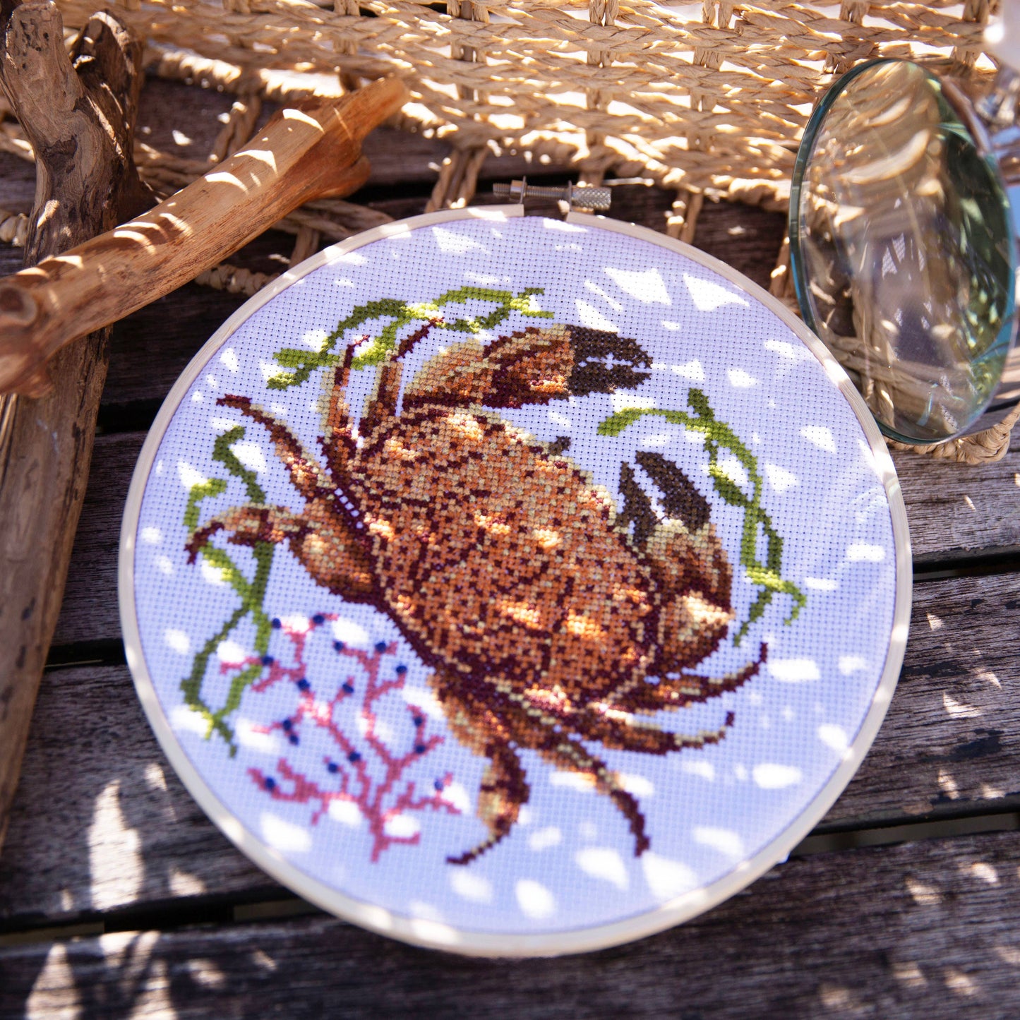 Natural History Museum Cross Stitch Kit, Crab Design, 14cm