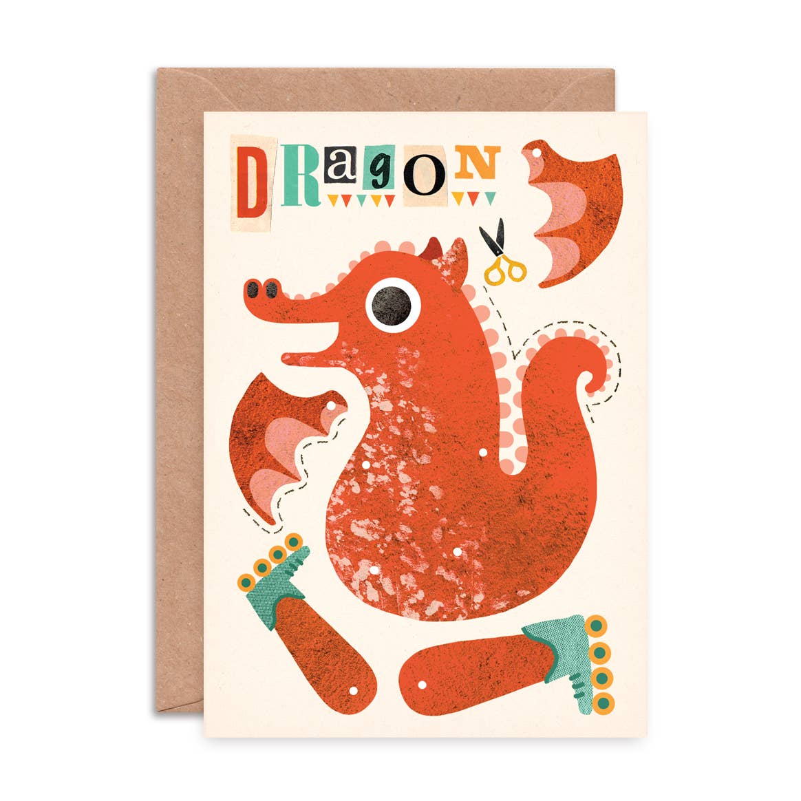 Dragon Split Pin Puppet A5 Birthday Greeting Card