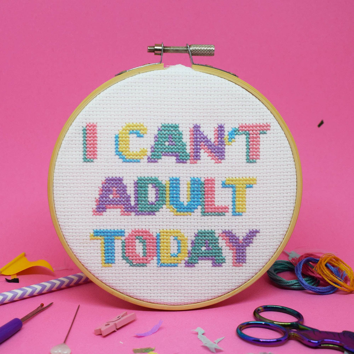 'I can't Adult today' Large cross stitch kit