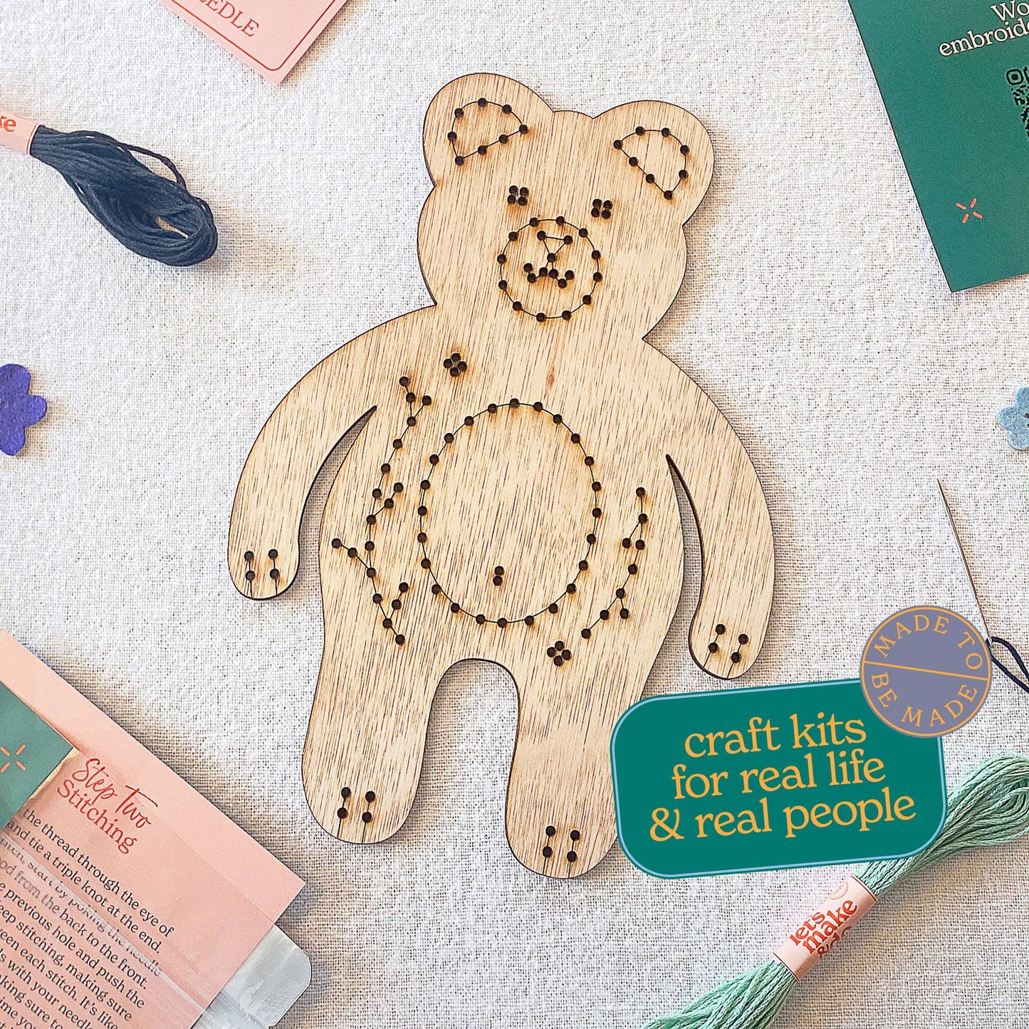 Learn To Sew Bear Craft Kit - Children's Beginner Sewing Kit