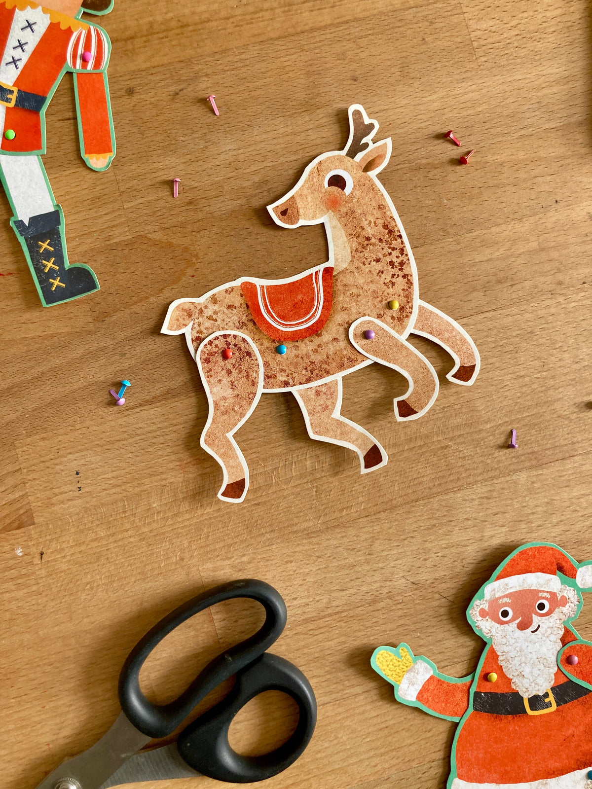 Reindeer Split Pin Puppet A5 Christmas Card | Kid's Activity