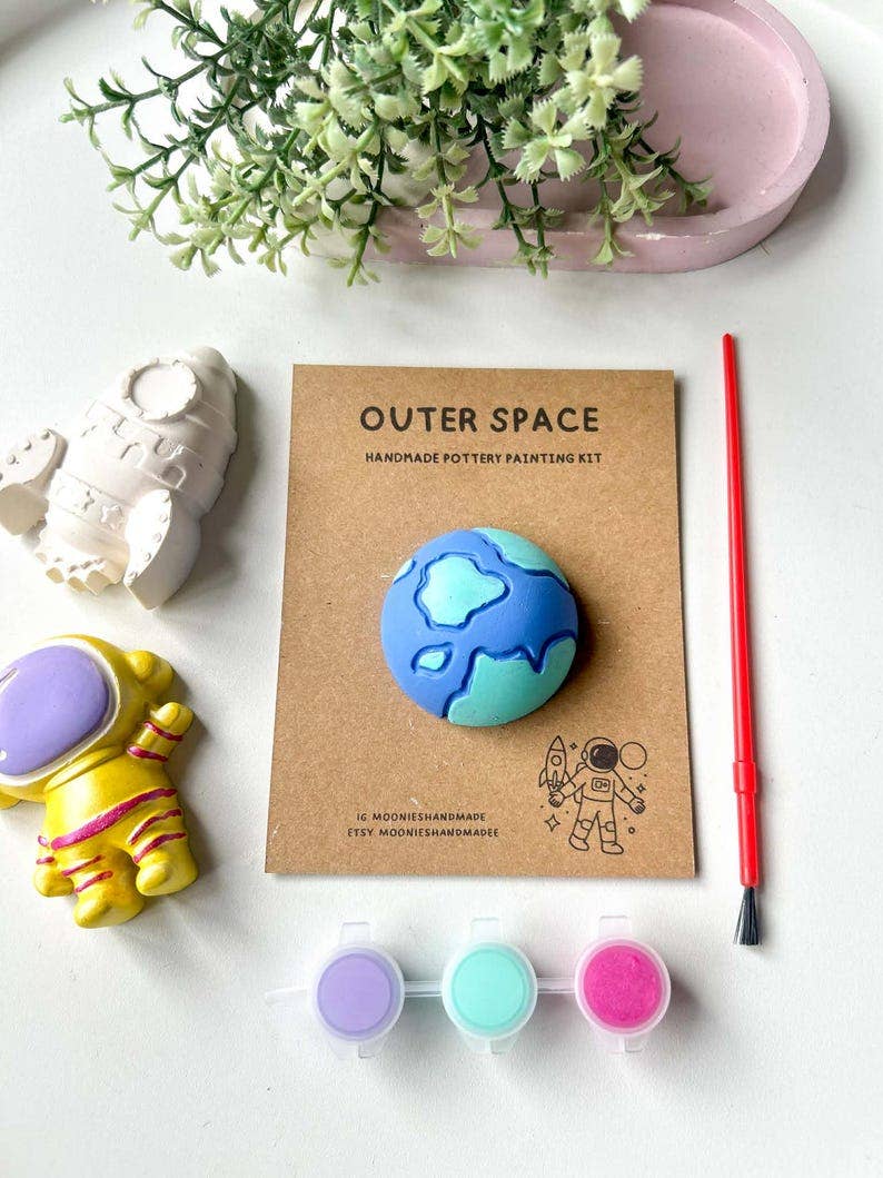 Space Themed Pottery Painting Kit, Paint Your Own Astronaut Set, DIY Creative Craft Kit, Fun Date Night Activities, Custom Room Decor