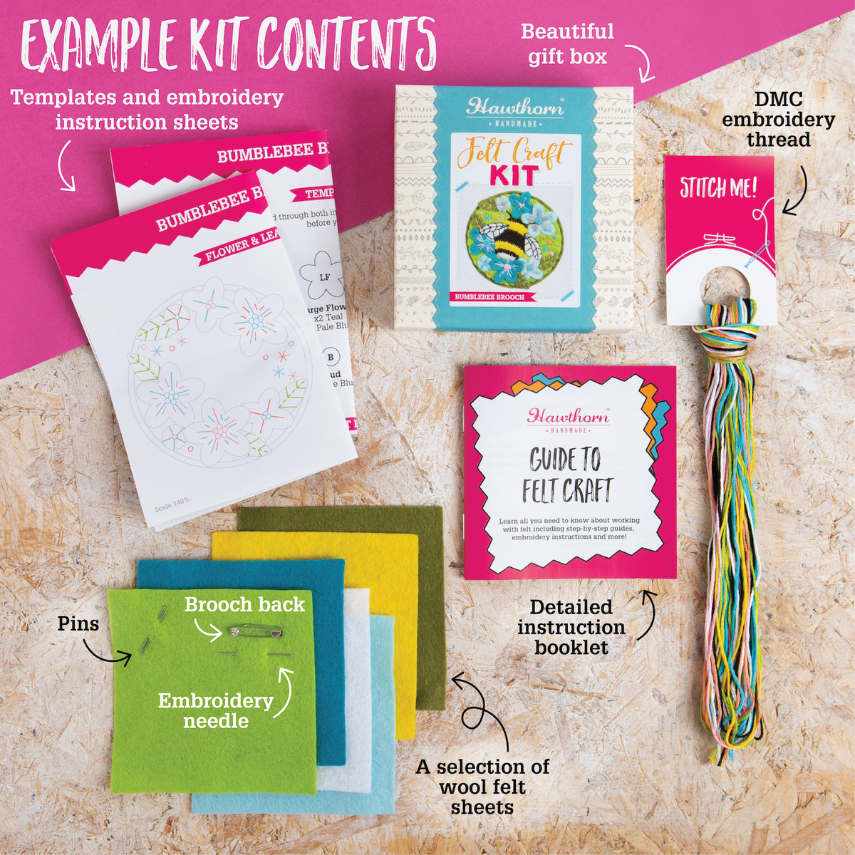 Bumblebee Felt Craft Brooch Kit | Complete Craft Kit