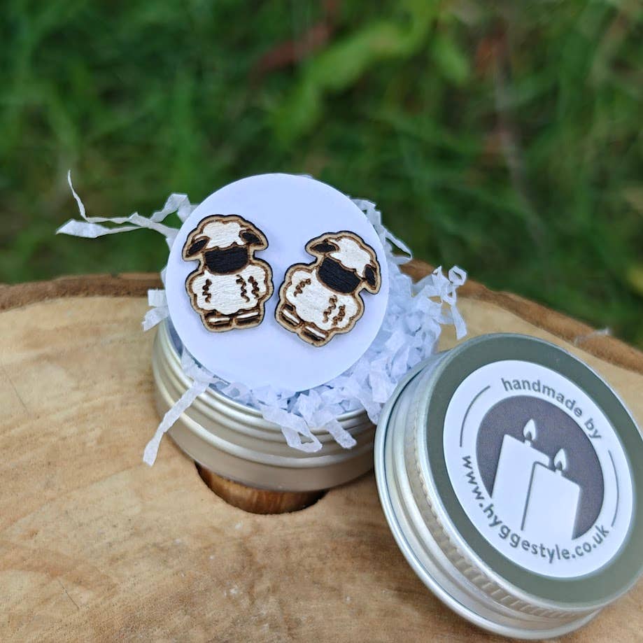 Handmade Sustainable Cute Black White Valais Sheep Earrings