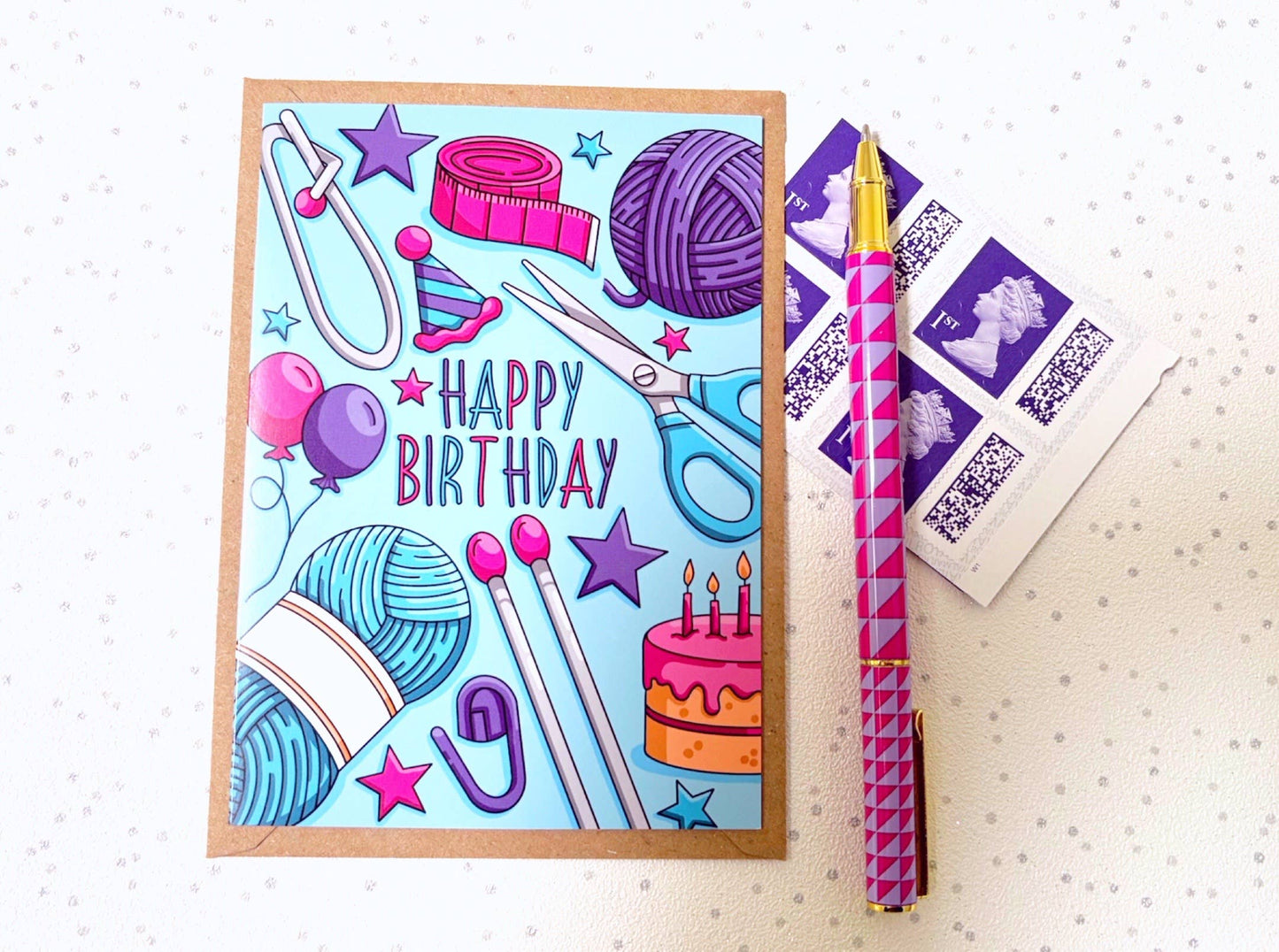 Needlecraft Greeting Card, Knitting & Crochet Birthday Card