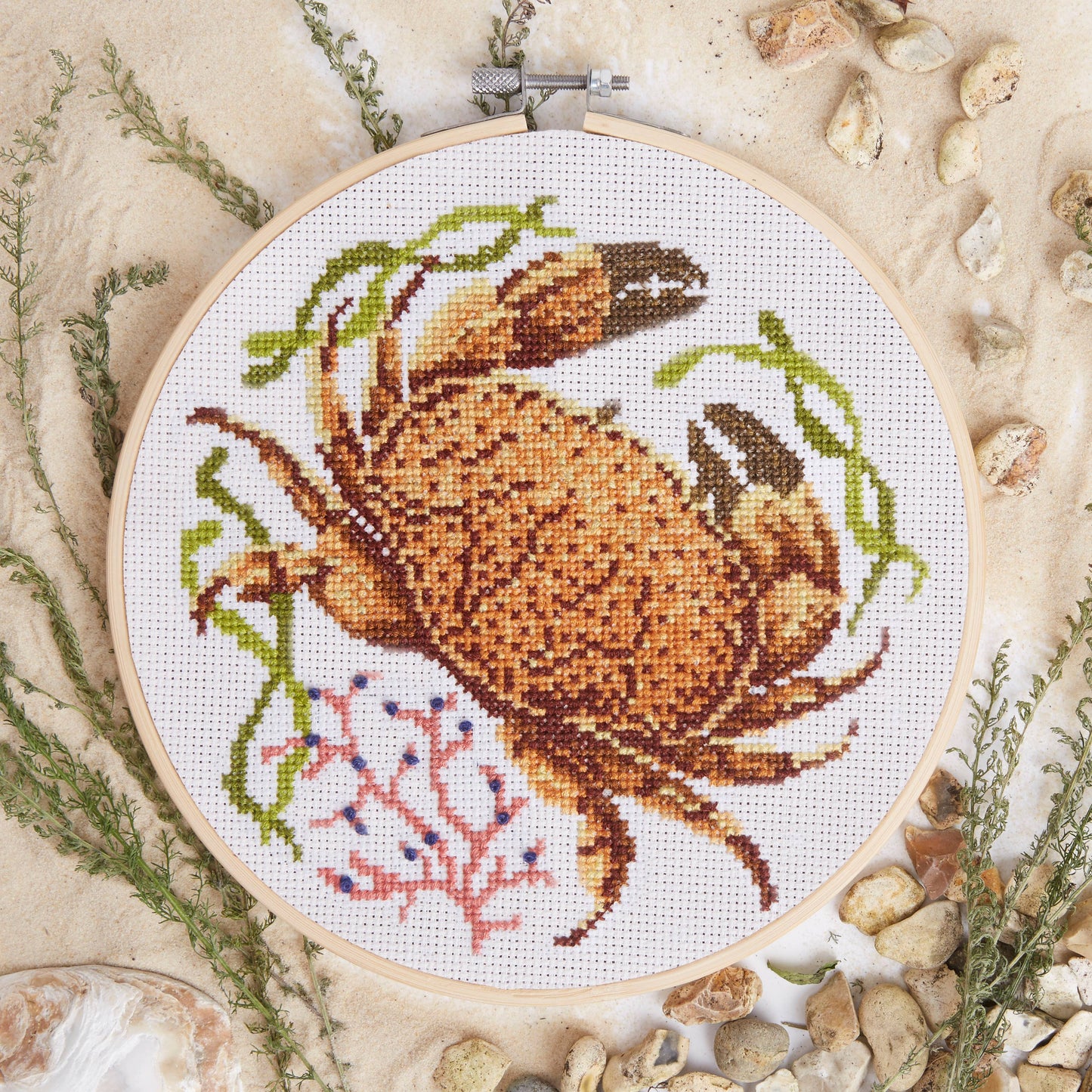 Natural History Museum Cross Stitch Kit, Crab Design, 14cm
