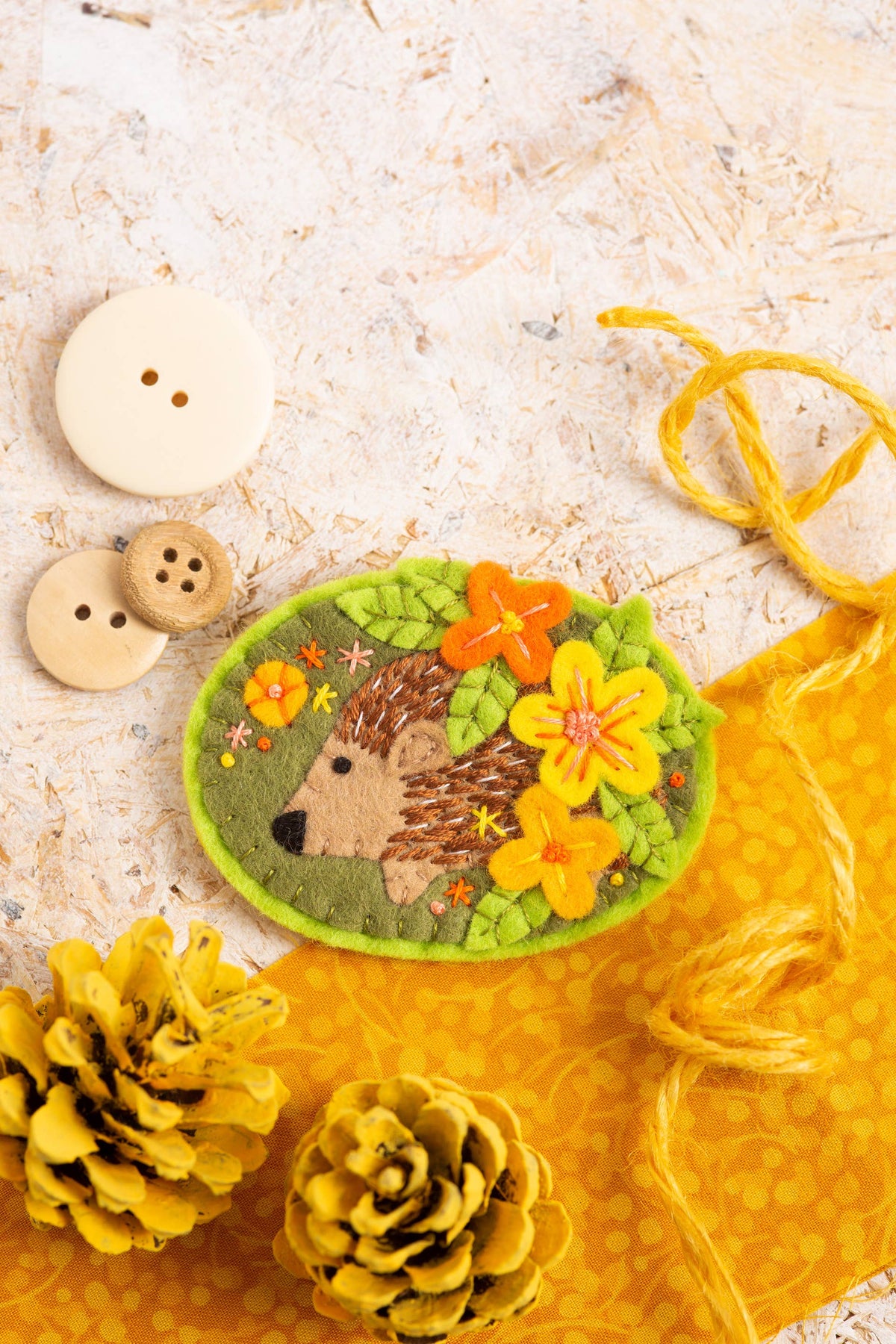 Hedgehog Felt Craft Brooch Kit | Beginner Craft Kit