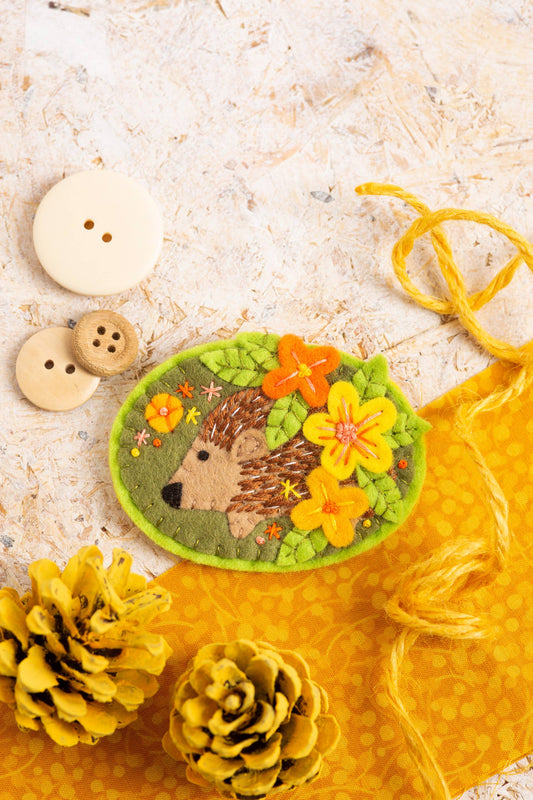 Hedgehog Felt Craft Brooch Kit | Beginner Craft Kit