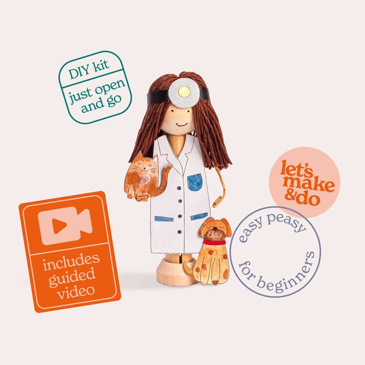 Vet Craft Kit Bundle | Vet Peg Doll & Animal Hospital Set