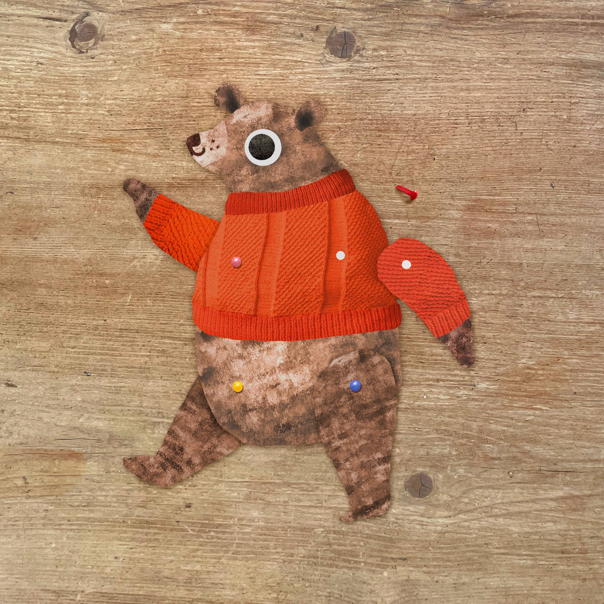 Bear Split Pin Puppet A5 Birthday Greeting Card