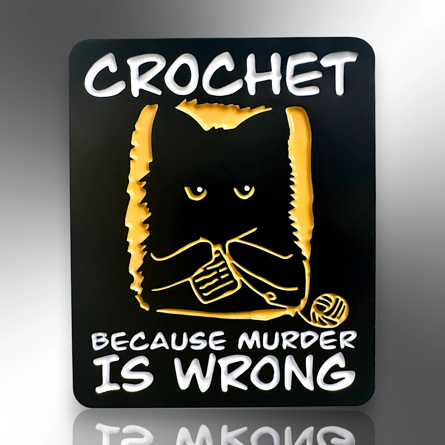 Crochet Because Murder Is Wrong Enamel Pin Badge