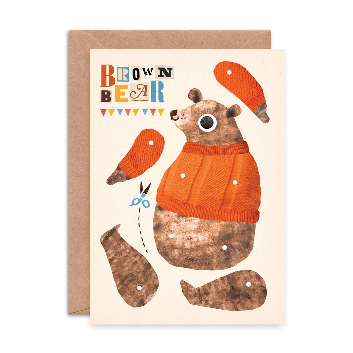 Bear Split Pin Puppet A5 Birthday Greeting Card