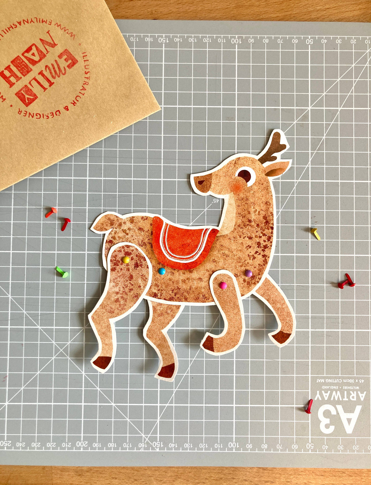 Reindeer Split Pin Puppet A5 Christmas Card | Kid's Activity