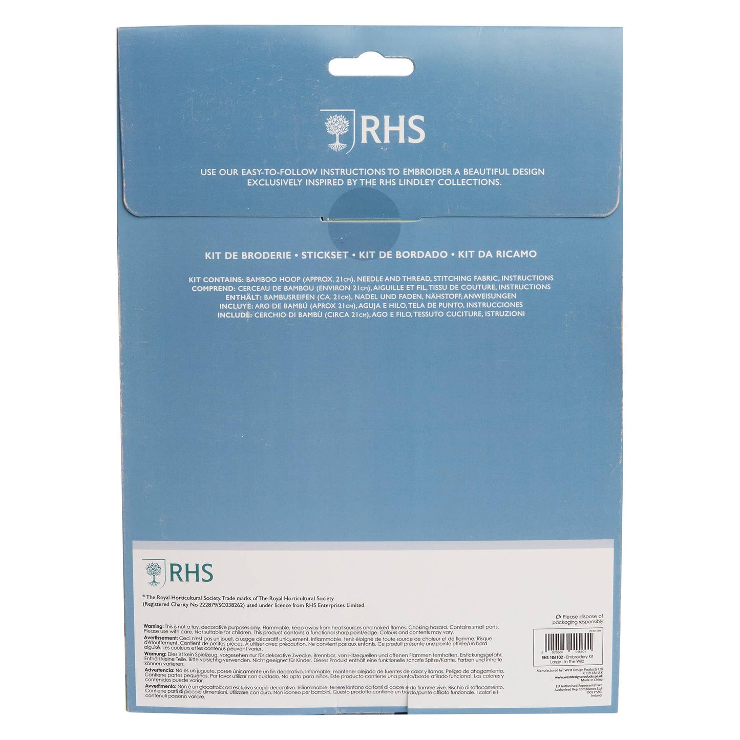 RHS Embroidery Kit, Multicoloured, 8", In the Wild