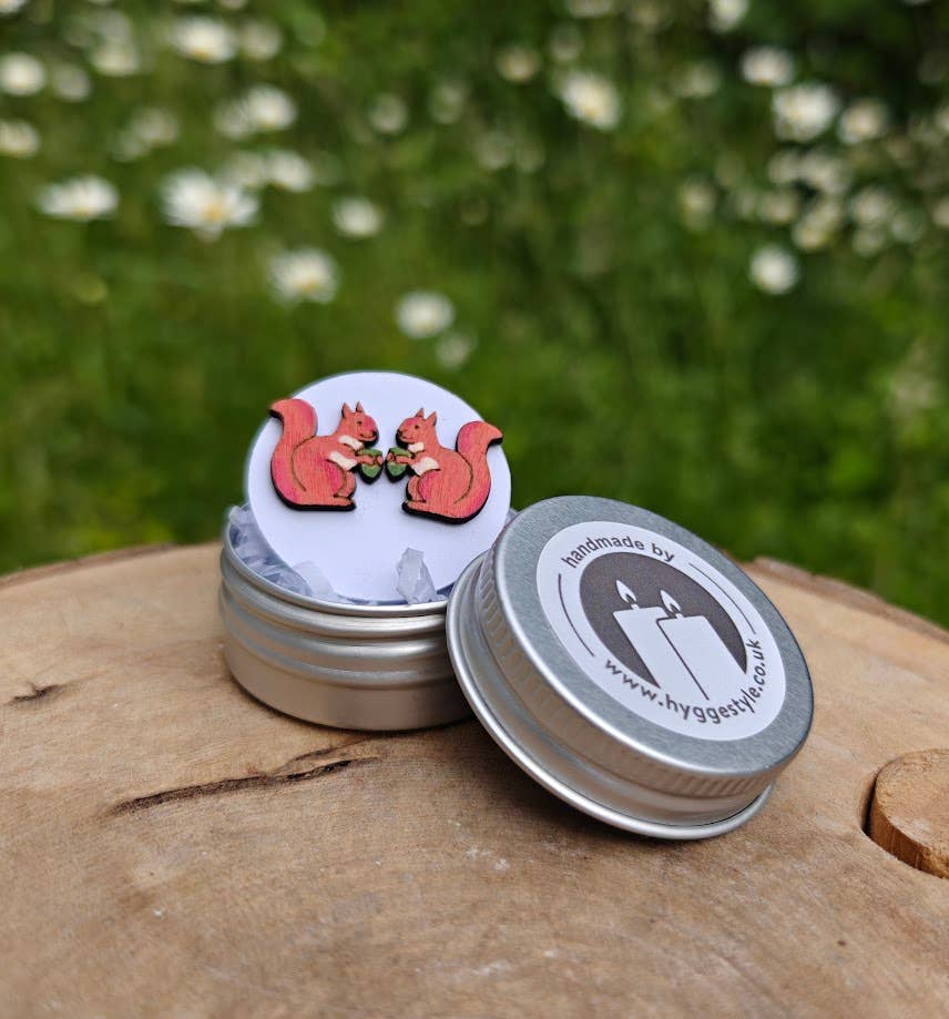 Sustainable Red Squirrel Earrings-UK Made-Free Gift Tin POS