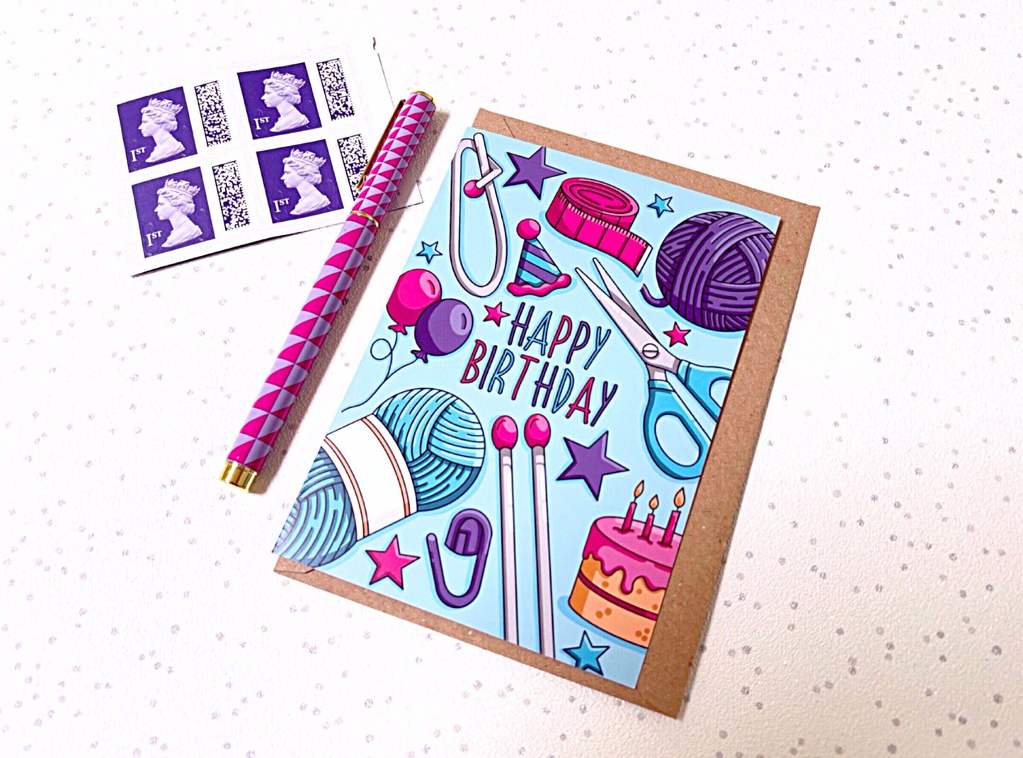 Needlecraft Greeting Card, Knitting & Crochet Birthday Card
