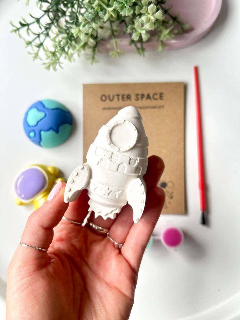 Space Themed Pottery Painting Kit, Paint Your Own Astronaut Set, DIY Creative Craft Kit, Fun Date Night Activities, Custom Room Decor