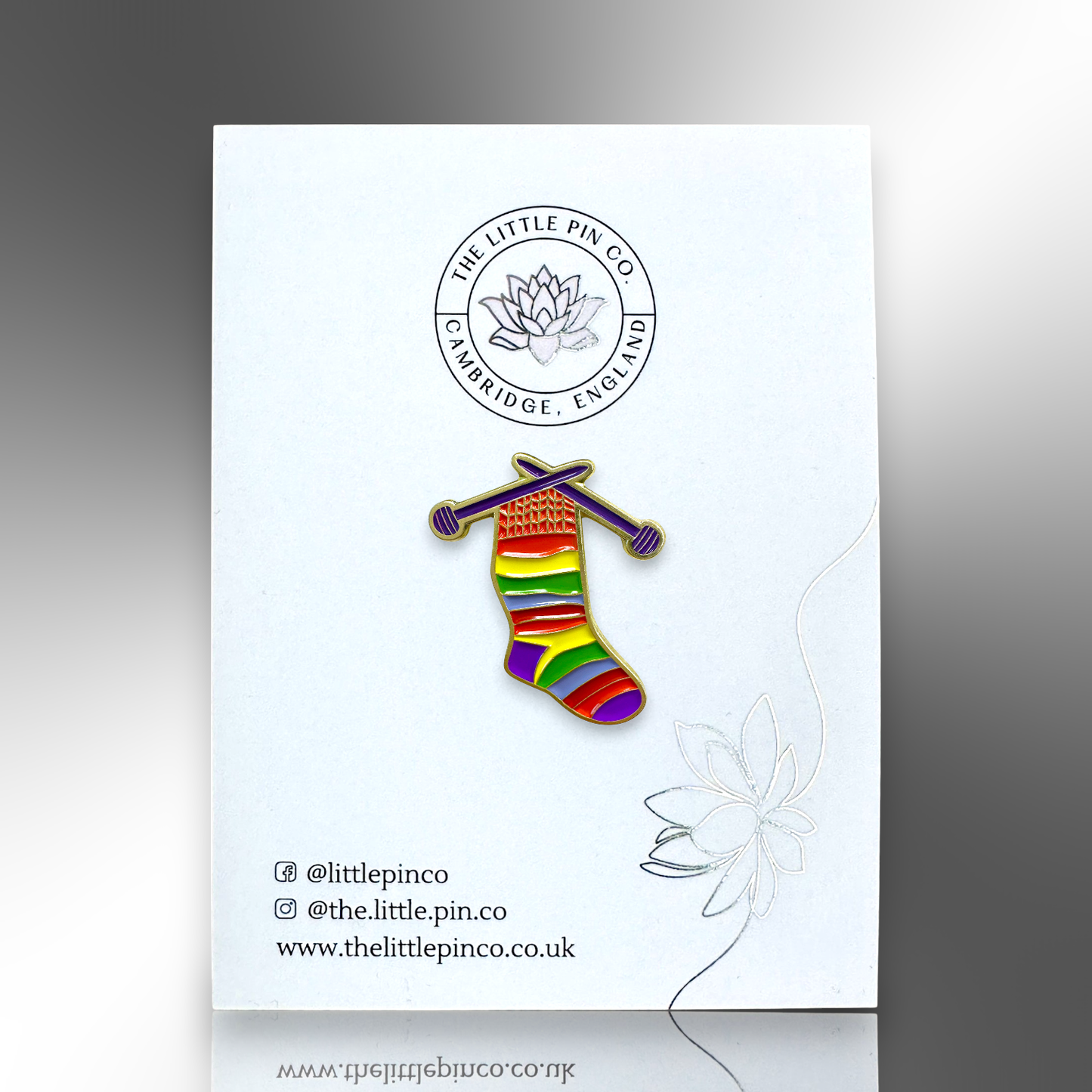 Knitting Handmade Colourful Rainbow Sock Enamel Pin