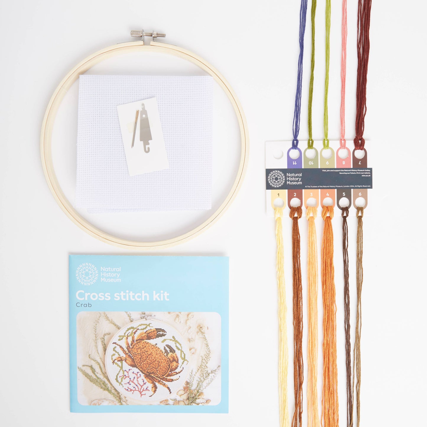Natural History Museum Cross Stitch Kit, Crab Design, 14cm