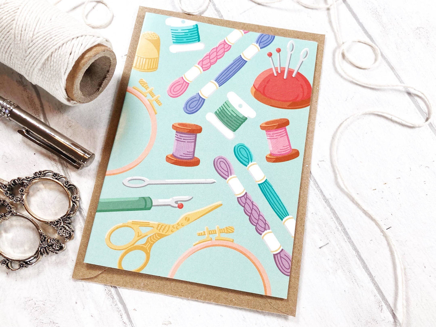 Needlecraft Greetings Card,  Embroidery & Cross-Stitch Card