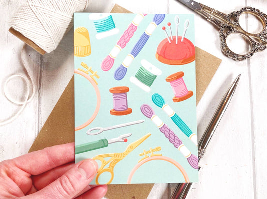 Needlecraft Greetings Card,  Embroidery & Cross-Stitch Card