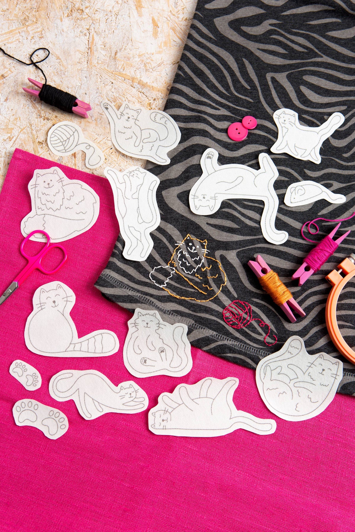 Curious Cats Stick & Stitch Embroidery Pack