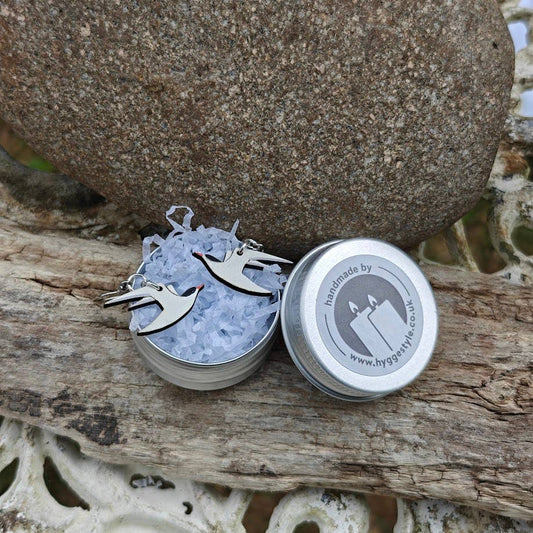 Handmade Birch Tern Gull Wildlife Dangly Earrings