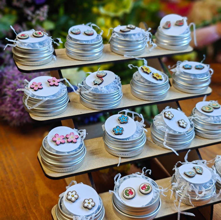 Sustainable Bumble Bee Earrings-UK Made-Free Gift Tin & POS
