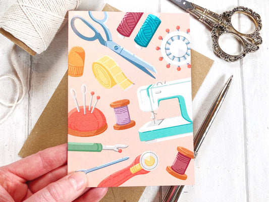 Needlecraft Greetings Card, Sewing Greeting Cards