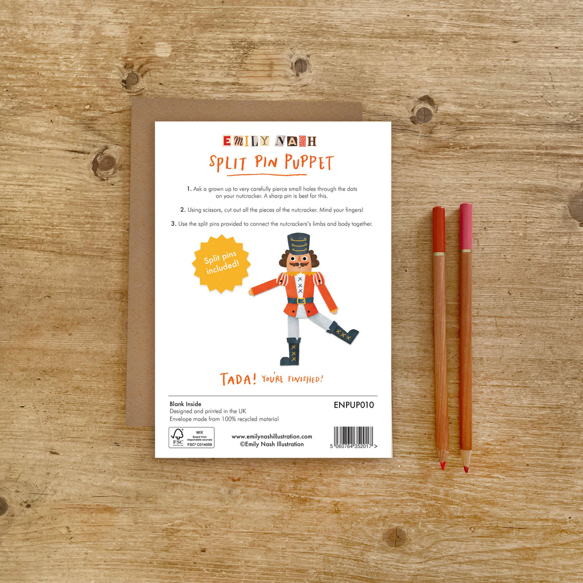 Nutcracker Split Pin Puppet Christmas Card | Kid's Activity