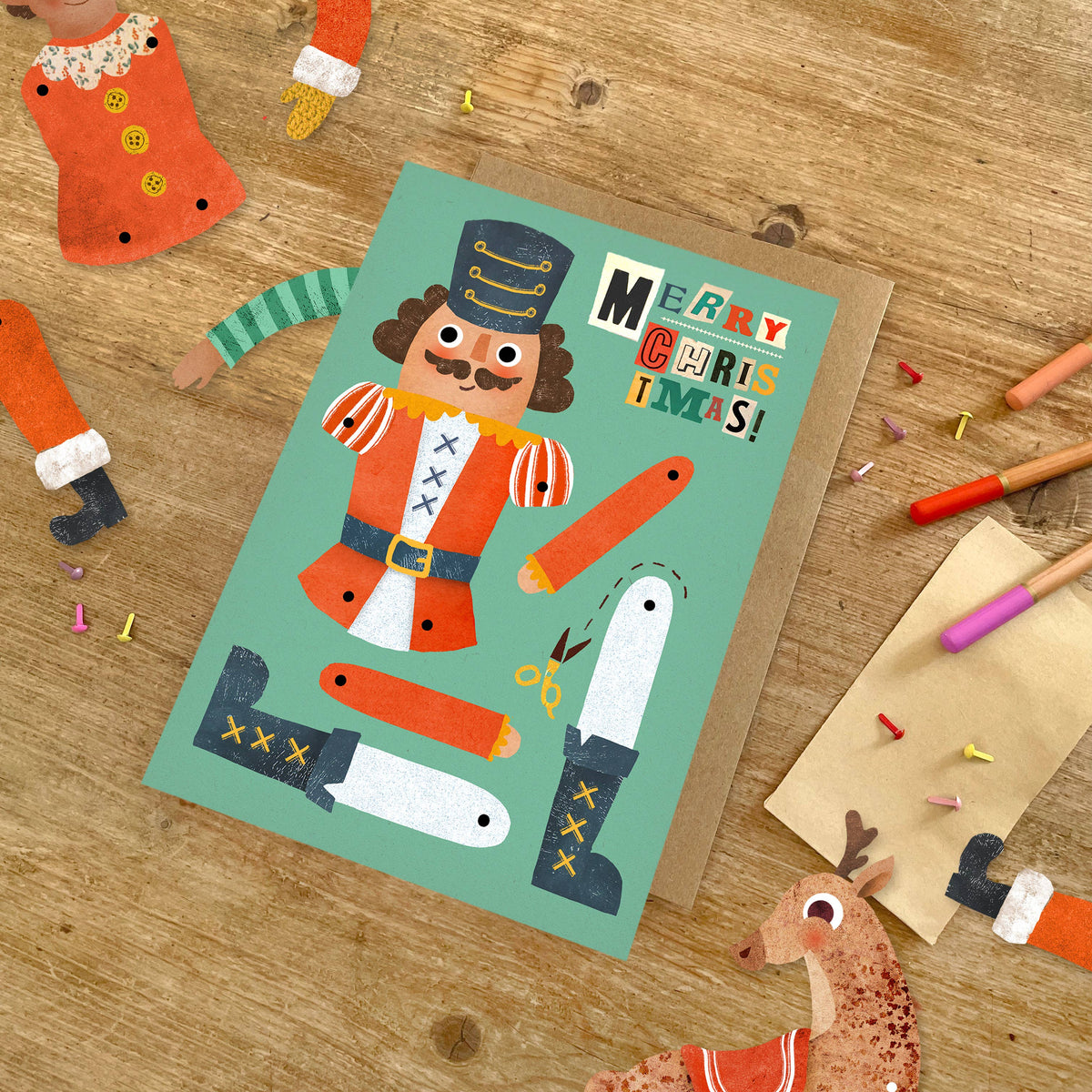 Nutcracker Split Pin Puppet Christmas Card | Kid's Activity