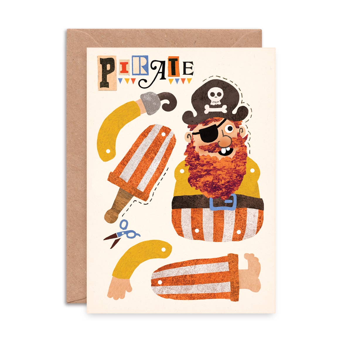 Pirate Split Pin Puppet Birthday Card | Kid's Greeting Card
