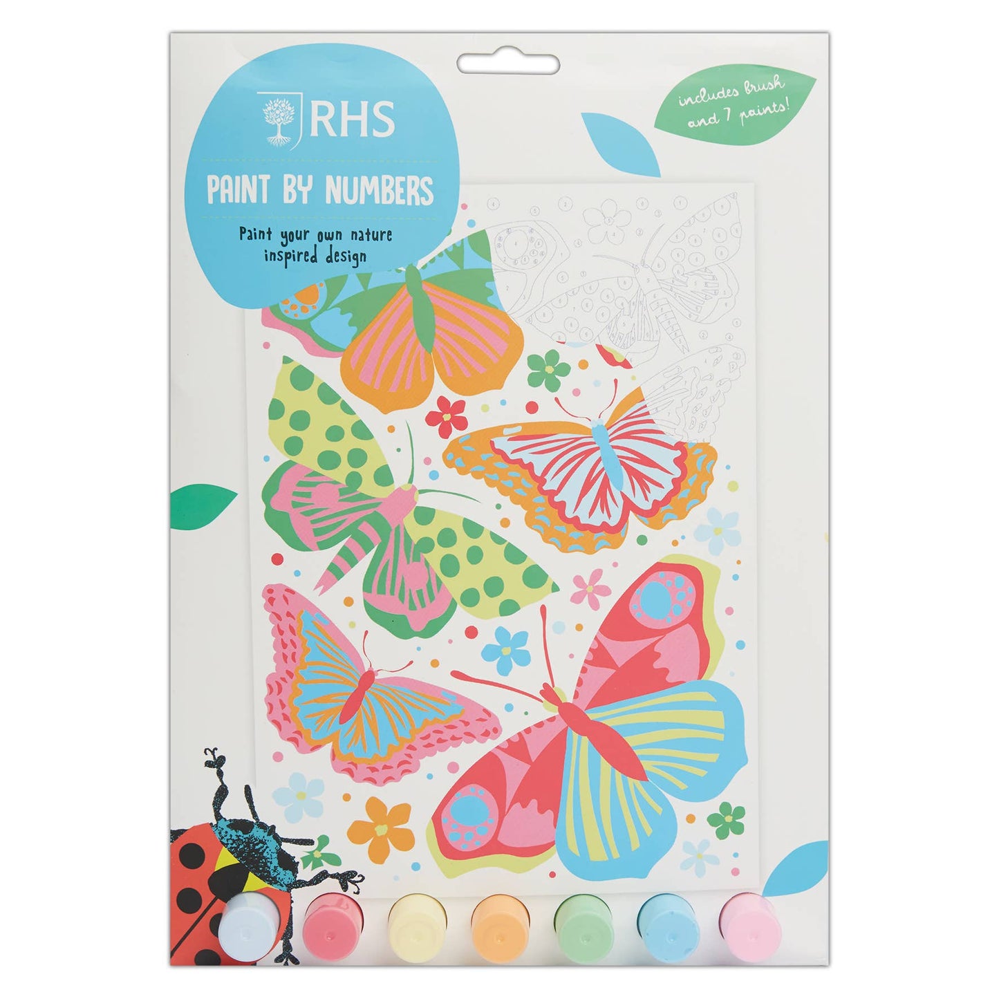 RHS Paint By Numbers For Kids Multicoloured, A4, Butterflies