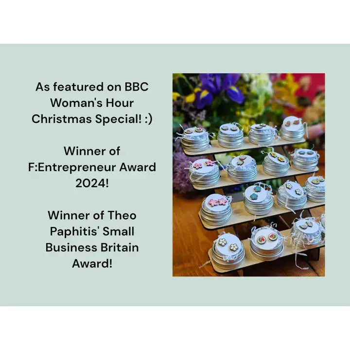 Sustainable Bumble Bee Earrings-UK Made-Free Gift Tin & POS