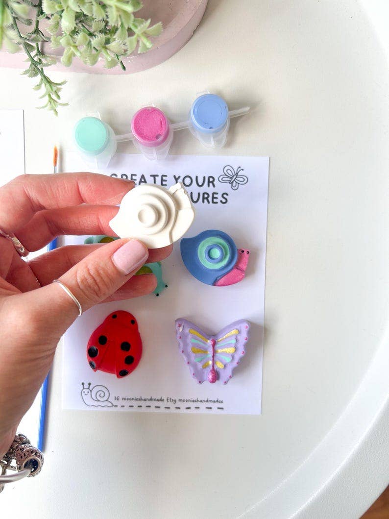 Bug Insect Pottery Painting Kit, DIY Paint Your Own Animals Set, Summer Craft Kits, Creepy Crawley Garden Insects, Rainy Day Activities