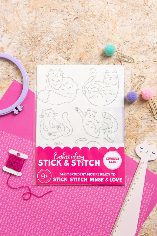 Curious Cats Stick & Stitch Embroidery Pack